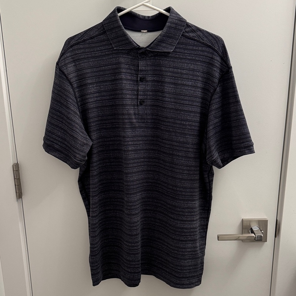 lululemon athletica Dark Gray Striped Polo Shirt